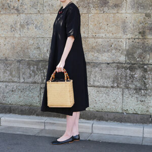 網代編み竹籠バッグ(ナチュラル)