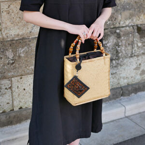 網代編み竹籠バッグ(ナチュラル)