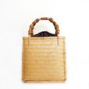 網代編み竹籠バッグ（ナチュラル）