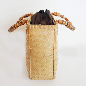 網代編み竹籠バッグ(ナチュラル)