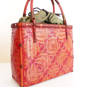 花網代編み竹カゴバッグ