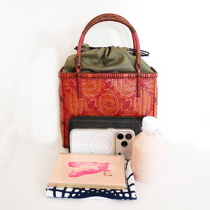 花網代編み竹カゴバッグ