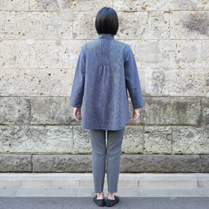 久留米絣ピンタックブラウス・ストライプ