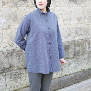 久留米絣ピンタックブラウス・ストライプ