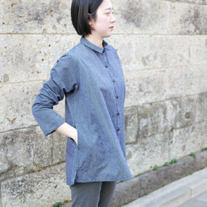 久留米絣ピンタックブラウス・ストライプ