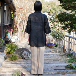 竹布七分袖ブラウス