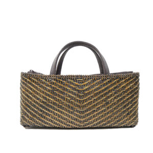 籐のV字網代編みハンドバッグ