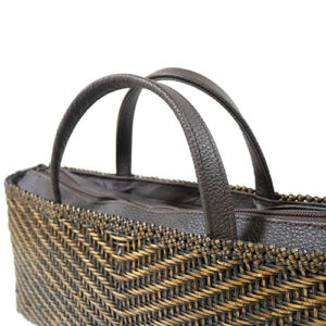 籐のV字網代編みハンドバッグ