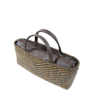 籐のV字網代編みハンドバッグ