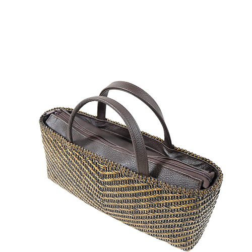 P1240457 籐のV字網代編みハンドバッグ