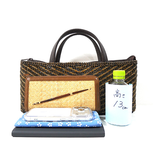 P1240461 籐のV字網代編みハンドバッグ